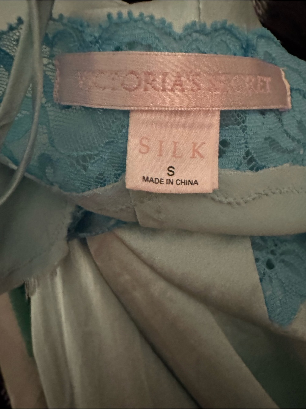 Vintage Victoria’s Secret Silk Lace Turquoise Slip Dress - Picture 5 of 5